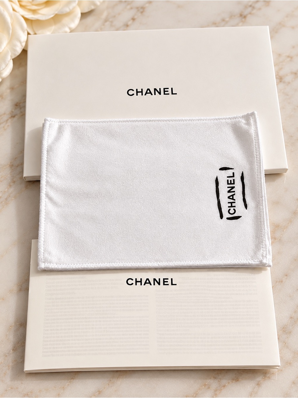 CHANEL Authentic Care Booklet Polishing Cloth Chamois Classic Flap Set
